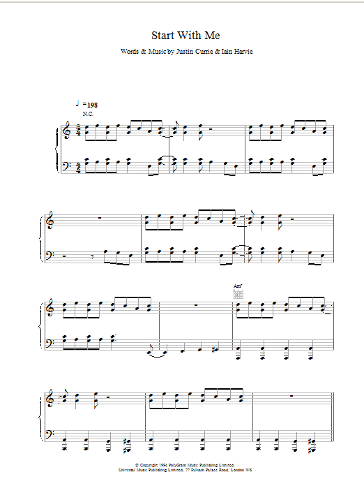 Preview Del Amitri Start With Me Rock sheet music, notes and chords for Piano, Vocal & Guitar (Right-Hand Melody), SKU: 17518 Download Del Amitri Start With Me sheet music and printable PDF score & Rock music notes