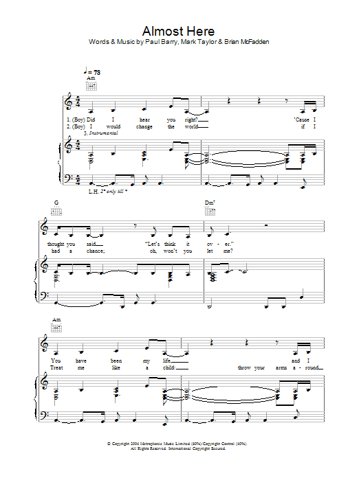 Preview Delta Goodrem & Brian McFadden Almost Here Pop sheet music, notes and chords for Piano, Vocal & Guitar (Right-Hand Melody), SKU: 31025 Download Delta Goodrem & Brian McFadden Almost Here sheet music and printable PDF score & Pop music notes