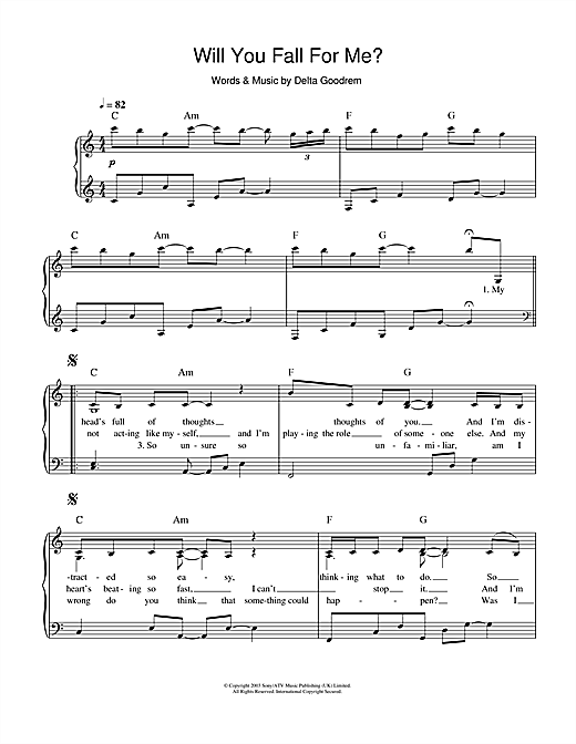 Download Delta Goodrem Will You Fall For Me sheet music and printable PDF score & Australian music notes