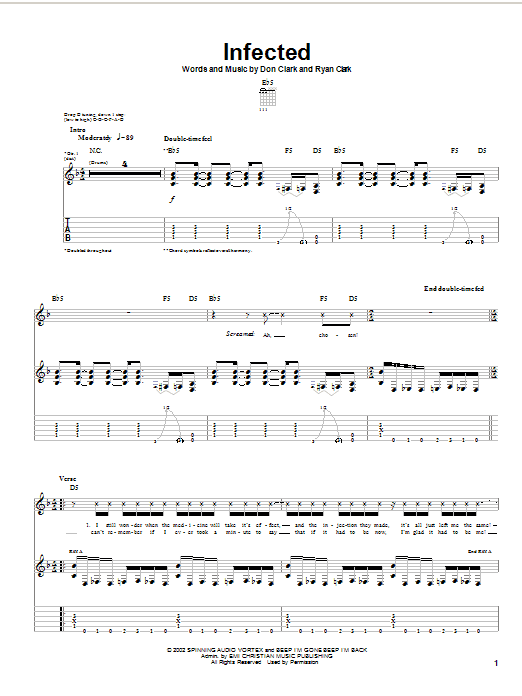 Preview Demon Hunter Infected Rock sheet music, notes and chords for Guitar Tab, SKU: 25242 Download Demon Hunter Infected sheet music and printable PDF score & Rock music notes