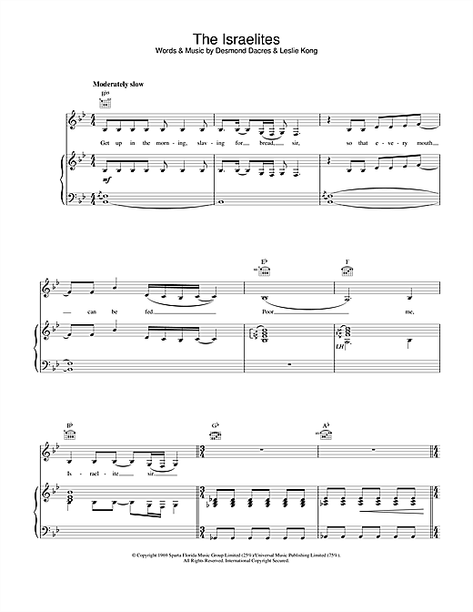 Preview Desmond Dekker The Israelites Reggae sheet music, notes and chords for Saxophone, SKU: 45836 sheet music, piano notes, chords, guitar tabs, score, transpose, transcribe, how to play, guide, download, learn, tutorial, progression, song, artist, awards, billboard, mtv, vh1, tour, single, album, release