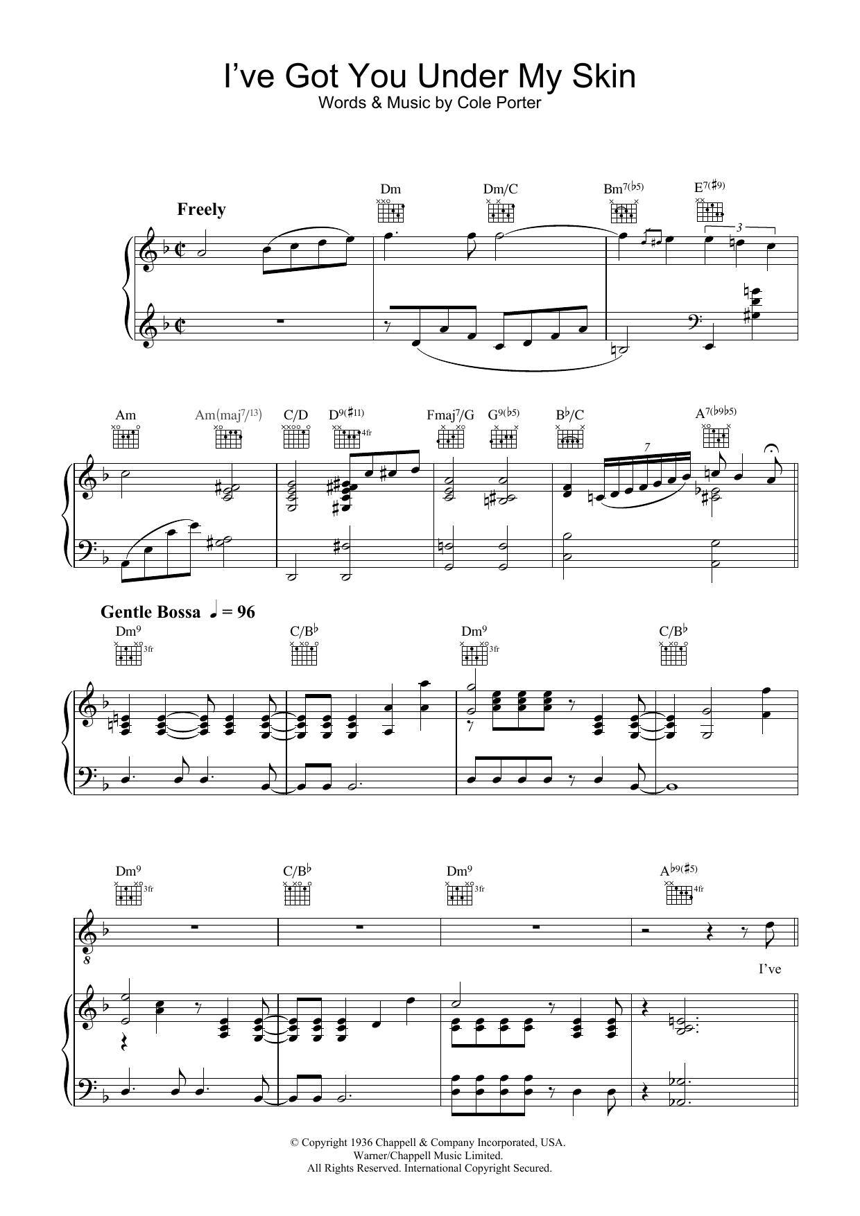 Download Diana Krall I've Got You Under My Skin sheet music and printable PDF score & Jazz music notes