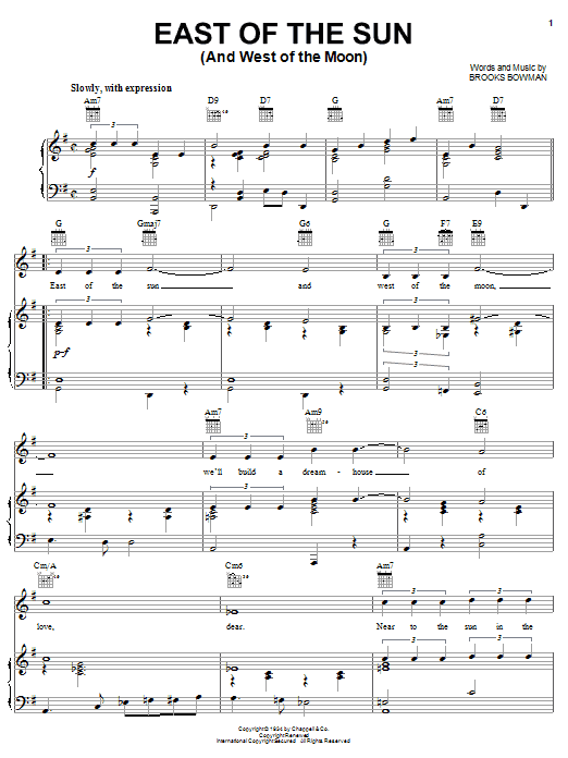 Preview Diana Krall East Of The Sun (And West Of The Moon) Jazz sheet music, notes and chords for Piano, Vocal & Guitar (Right-Hand Melody), SKU: 18102 sheet music, piano notes, chords, guitar tabs, score, transpose, transcribe, how to play, guide, download, learn, tutorial, progression, song, artist, awards, billboard, mtv, vh1, tour, single, album, release