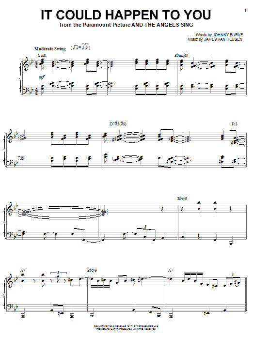 Preview Diana Krall It Could Happen To You Pop sheet music, notes and chords for Piano, Vocal & Guitar (Right-Hand Melody), SKU: 58415 sheet music, piano notes, chords, guitar tabs, score, transpose, transcribe, how to play, guide, download, learn, tutorial, progression, song, artist, awards, billboard, mtv, vh1, tour, single, album, release