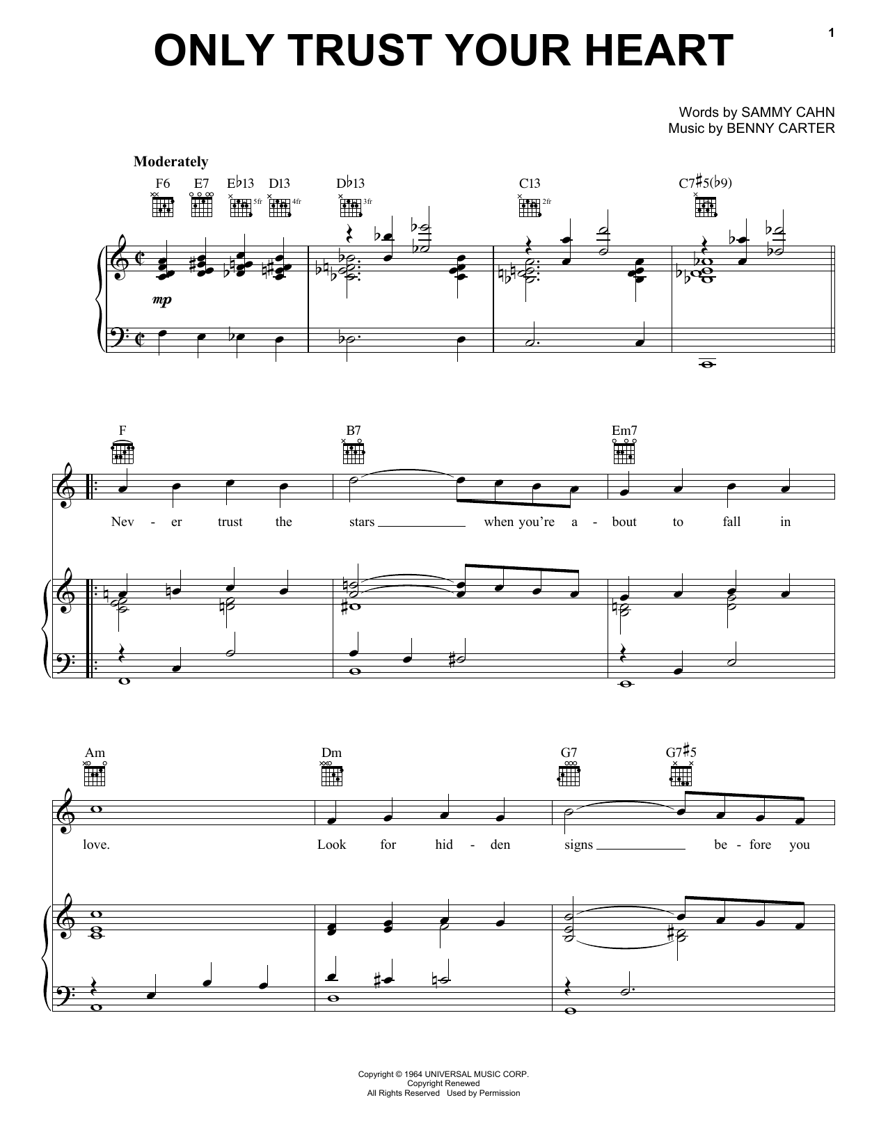 Preview Diana Krall Only Trust Your Heart Jazz sheet music, notes and chords for Easy Piano, SKU: 31716 Download Diana Krall Only Trust Your Heart sheet music and printable PDF score & Jazz music notes