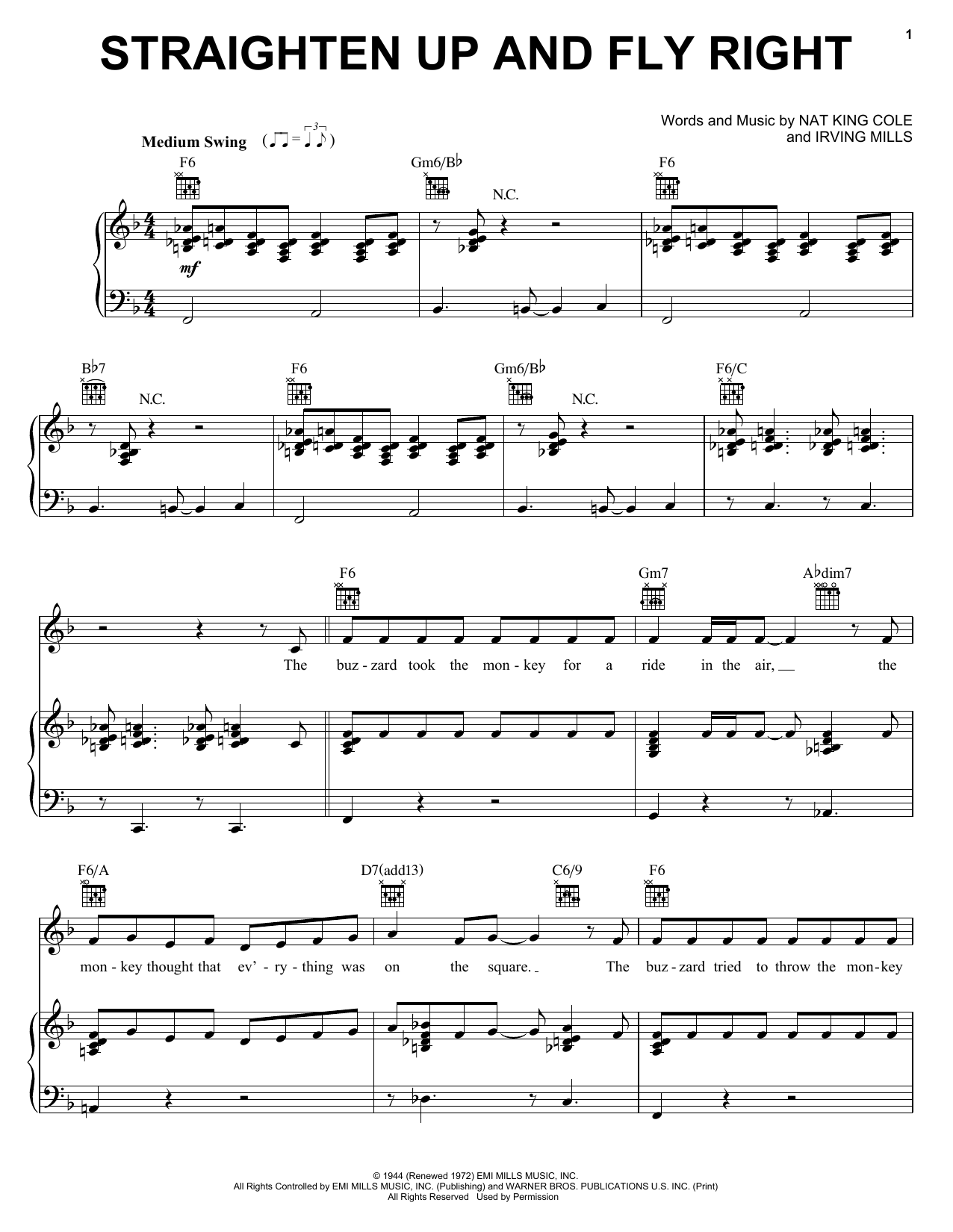 Download Diana Krall Straighten Up And Fly Right sheet music and printable PDF score & Jazz music notes