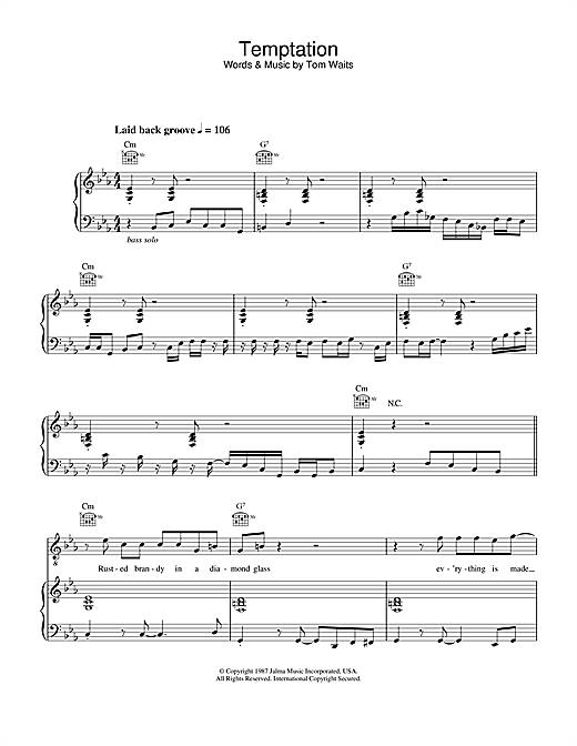 Preview Diana Krall Temptation Jazz sheet music, notes and chords for Piano, Vocal & Guitar, SKU: 28048 sheet music, piano notes, chords, guitar tabs, score, transpose, transcribe, how to play, guide, download, learn, tutorial, progression, song, artist, awards, billboard, mtv, vh1, tour, single, album, release