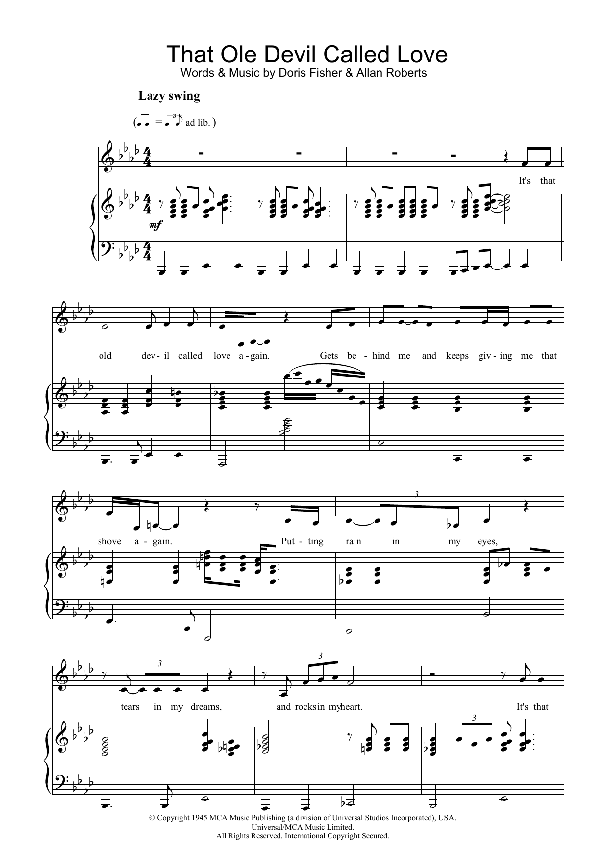 Download Diana Krall That Ole Devil Called Love sheet music and printable PDF score & Jazz music notes