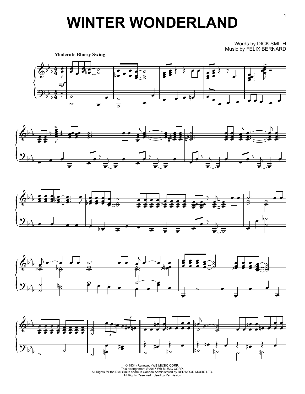 Winter Wonderland Sheet Music Notes Dick Smith Chords Download
