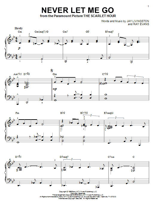 Never Let Me Go Sheet Music Notes Dinah Washington Chords Download Pop Notes Piano Pdf Printable 70739