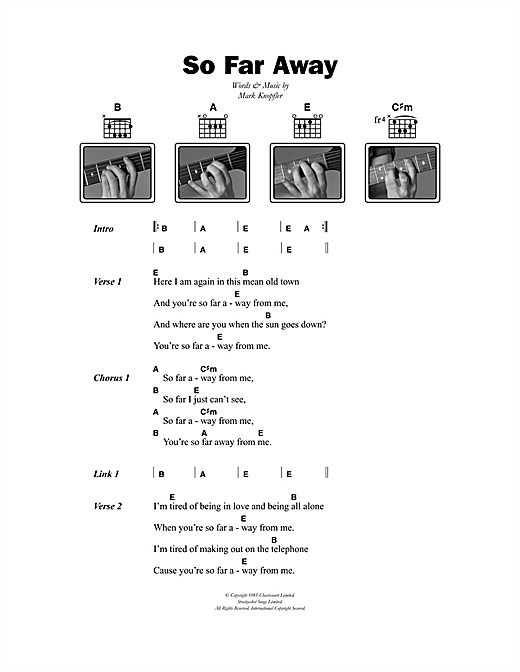 Download Dire Straits So Far Away sheet music and printable PDF score & Rock music notes