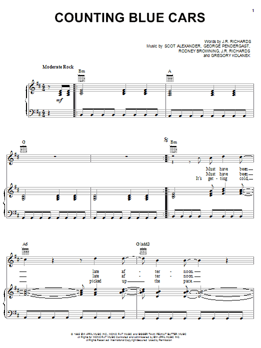 Preview Dishwalla Counting Blue Cars Pop sheet music, notes and chords for Guitar Tab, SKU: 21733 Download Dishwalla Counting Blue Cars sheet music and printable PDF score & Pop music notes