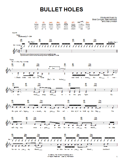 Download Dispatch Bullet Holes sheet music and printable PDF score & Rock music notes