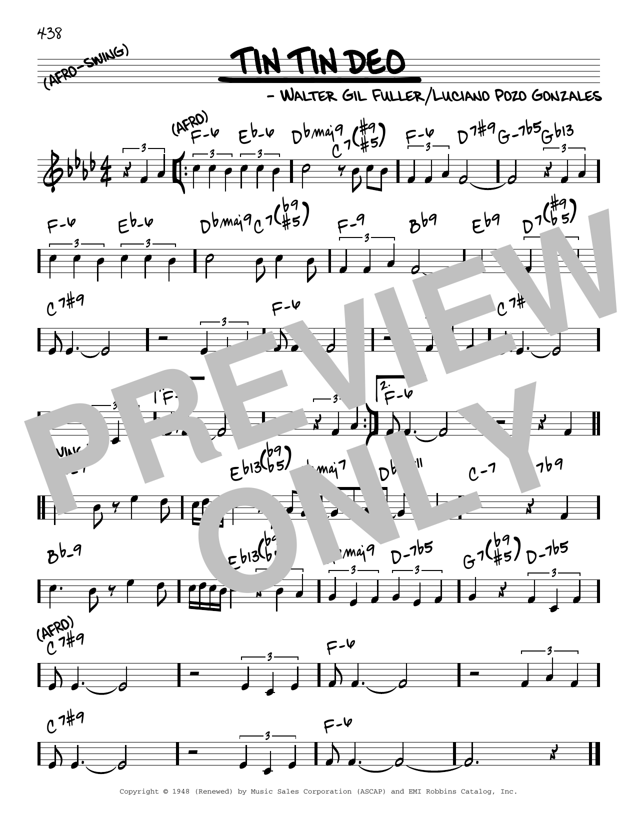 Download Dizzy Gillespie Tin Tin Deo sheet music and printable PDF score & Jazz music notes