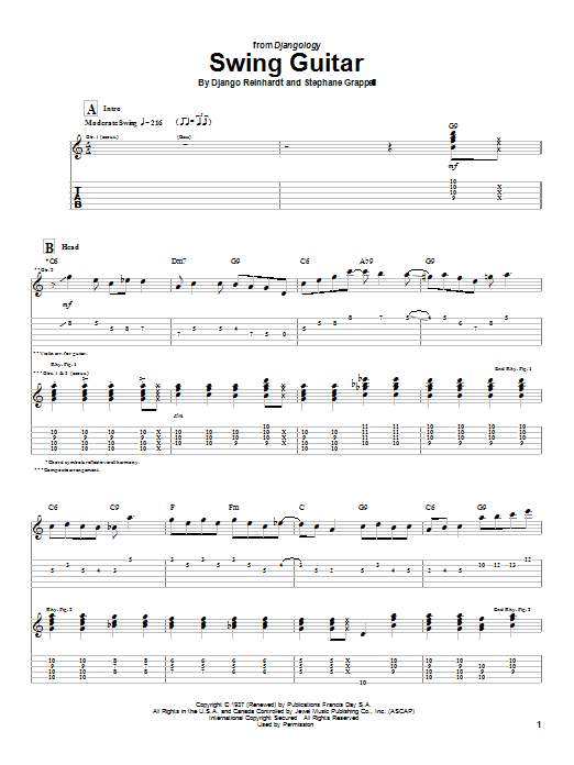 Preview Django Reinhardt Swing Guitar Jazz sheet music, notes and chords for Guitar Tab, SKU: 21983 Download Django Reinhardt Swing Guitar sheet music and printable PDF score & Jazz music notes