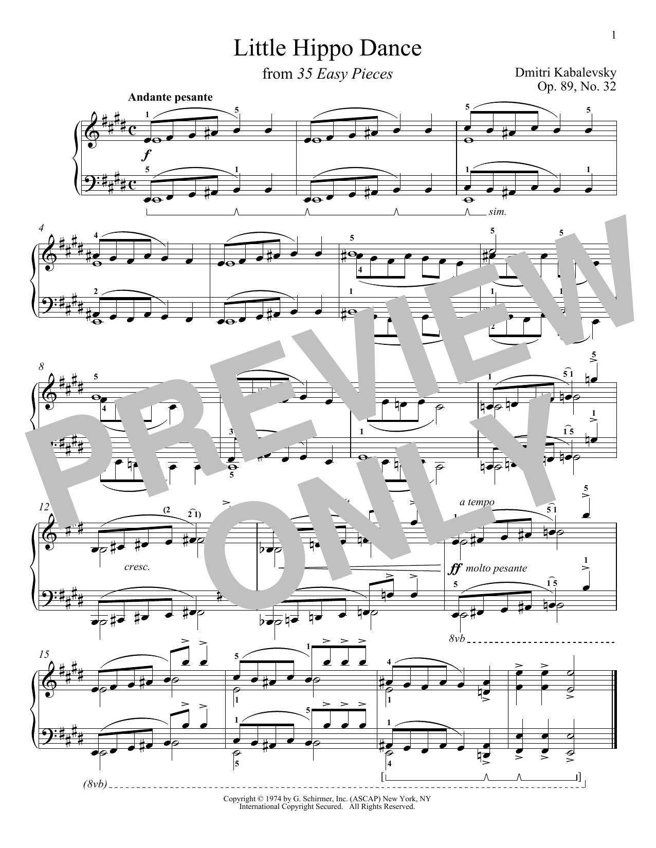 Preview Dmitri Kabalevsky Little Hippo Dance, Op. 89, No. 32 Classical sheet music, notes and chords for Piano, SKU: 180253 sheet music, piano notes, chords, guitar tabs, score, transpose, transcribe, how to play, guide, download, learn, tutorial, progression, song, artist, awards, billboard, mtv, vh1, tour, single, album, release