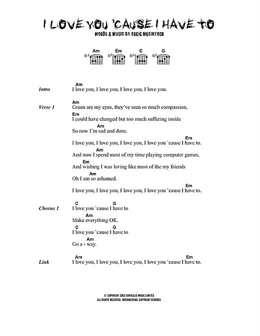 Download Dogs Die in Hot Cars I Love You 'Cause I Have To sheet music and printable PDF score & Rock music notes