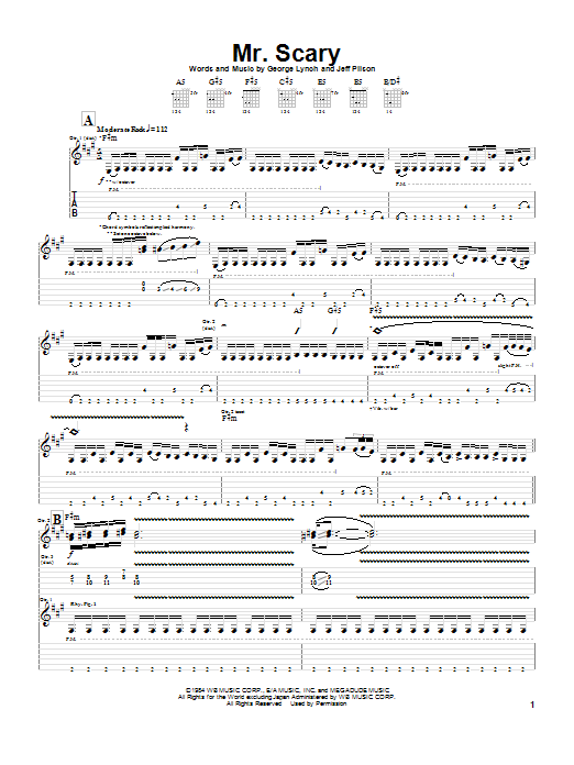 Preview Dokken Mr. Scary Pop sheet music, notes and chords for Guitar Tab, SKU: 160645 sheet music, piano notes, chords, guitar tabs, score, transpose, transcribe, how to play, guide, download, learn, tutorial, progression, song, artist, awards, billboard, mtv, vh1, tour, single, album, release
