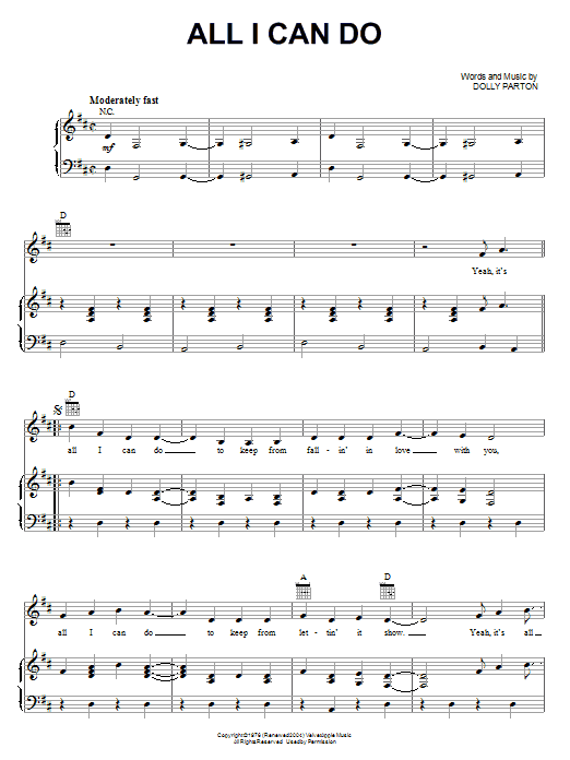 Download Dolly Parton All I Can Do sheet music and printable PDF score & Pop music notes