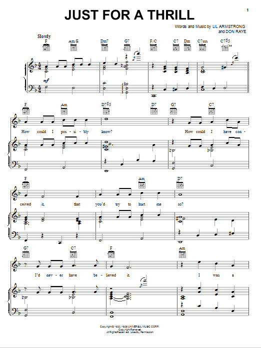 Download Don Raye Just For A Thrill sheet music and printable PDF score & Pop music notes