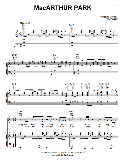 Download Donna Summer MacArthur Park sheet music and printable PDF score & Country music notes