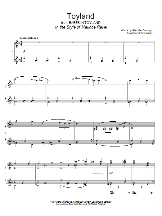 Download Doris Day Toyland sheet music and printable PDF score & Children music notes