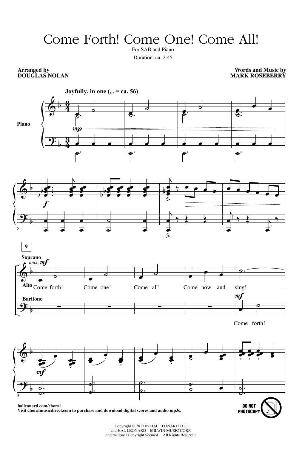 Douglas Nolan Come Forth! Come One! Come All! Sheet Music & Chords for SAB - Download or Print PDF