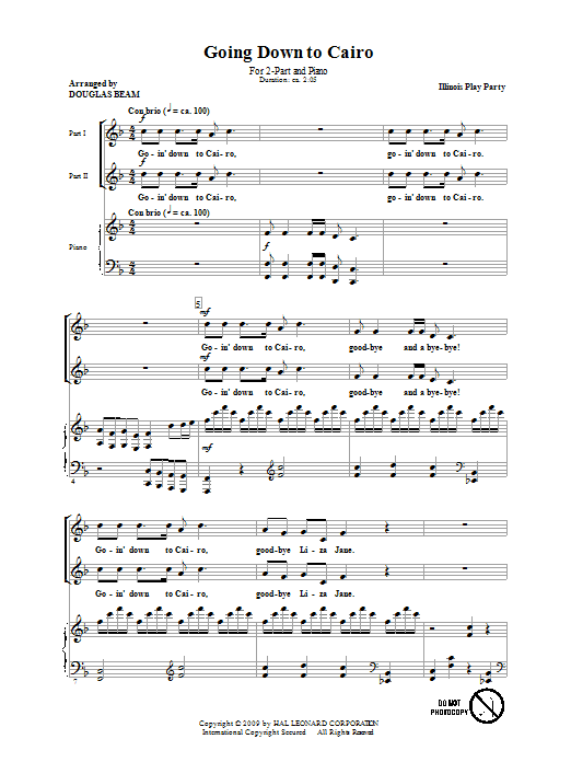 Preview Douglas Beam Going Down To Cairo Children sheet music, notes and chords for 2-Part Choir, SKU: 69992 Download Douglas Beam Going Down To Cairo sheet music and printable PDF score & Children music notes