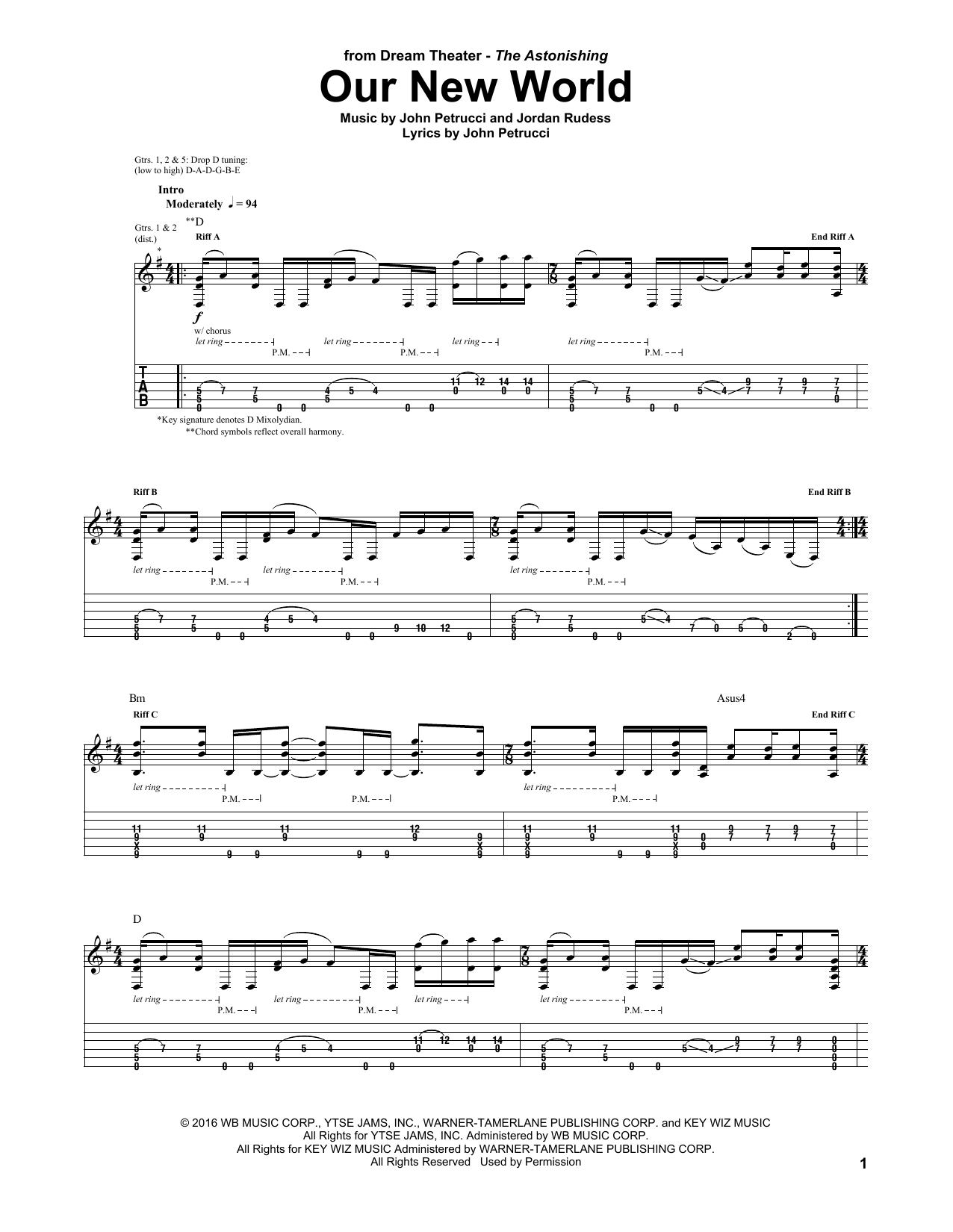 Preview Dream Theater Our New World Rock sheet music, notes and chords for Guitar Tab, SKU: 174507 sheet music, piano notes, chords, guitar tabs, score, transpose, transcribe, how to play, guide, download, learn, tutorial, progression, song, artist, awards, billboard, mtv, vh1, tour, single, album, release
