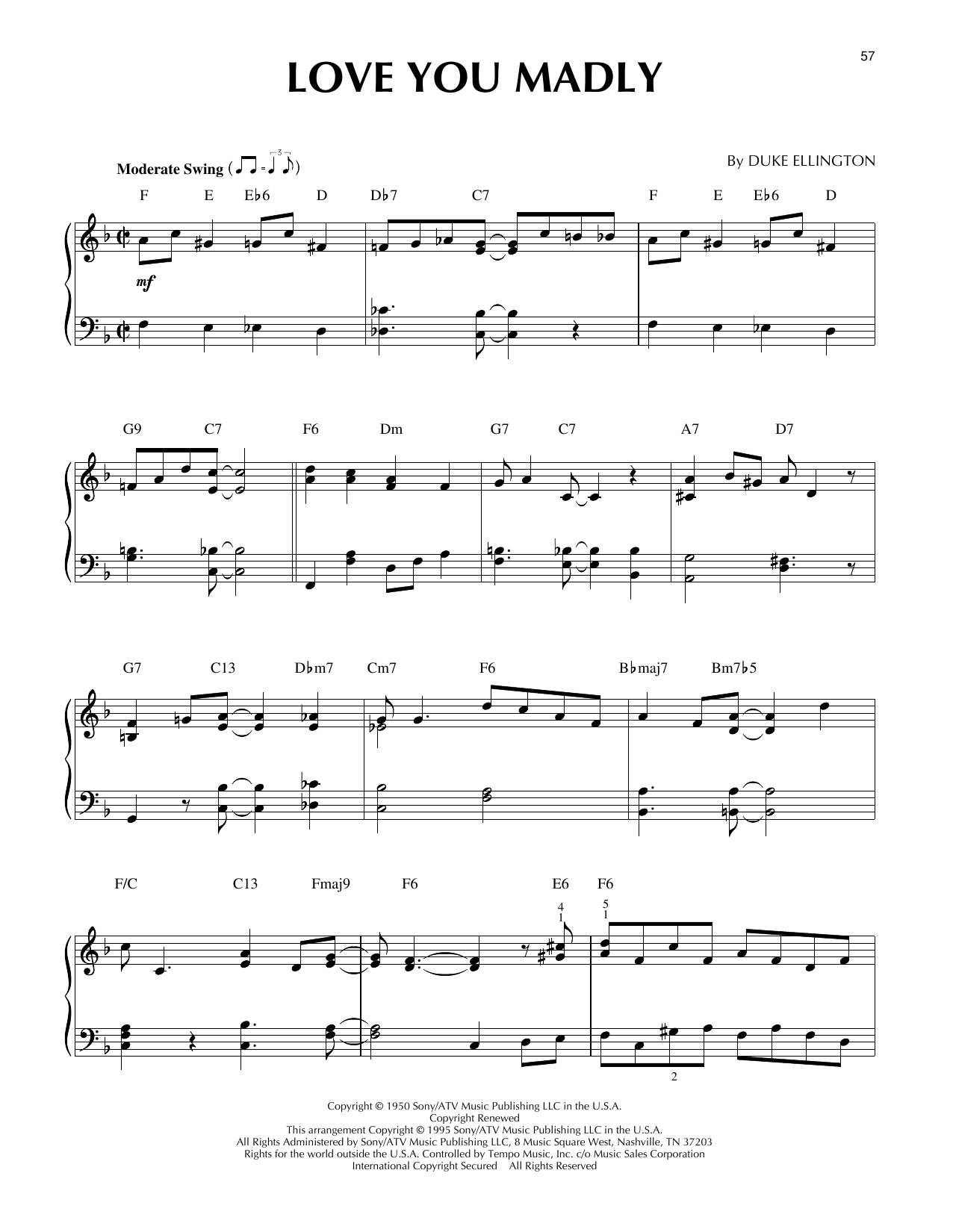 Duke Ellington Love You Madly (arr. Brent Edstrom) Sheet Music Notes & Chords for Piano Solo - Download or Print PDF Duke Ellington Love You Madly (arr. Brent Edstrom) Sheet Music & Chords for Piano Solo - Download or Print PDF