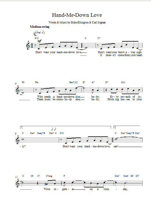 Download Duke Ellington Hand Me Down sheet music and printable PDF score & Jazz music notes