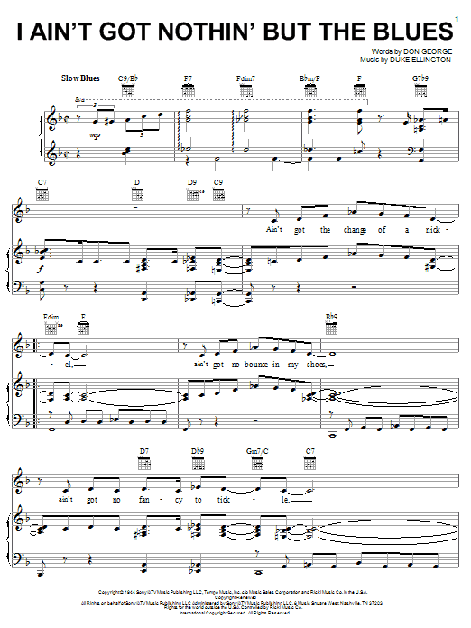 Download Duke Ellington I Ain't Got Nothin' But The Blues sheet music and printable PDF score & Jazz music notes
