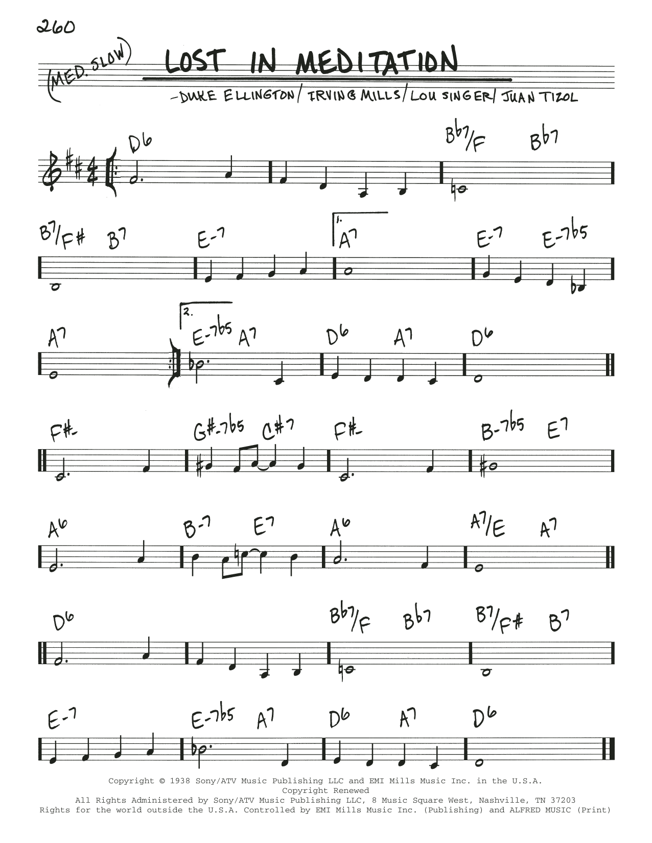Download Duke Ellington Lost In Meditation sheet music and printable PDF score & Jazz music notes