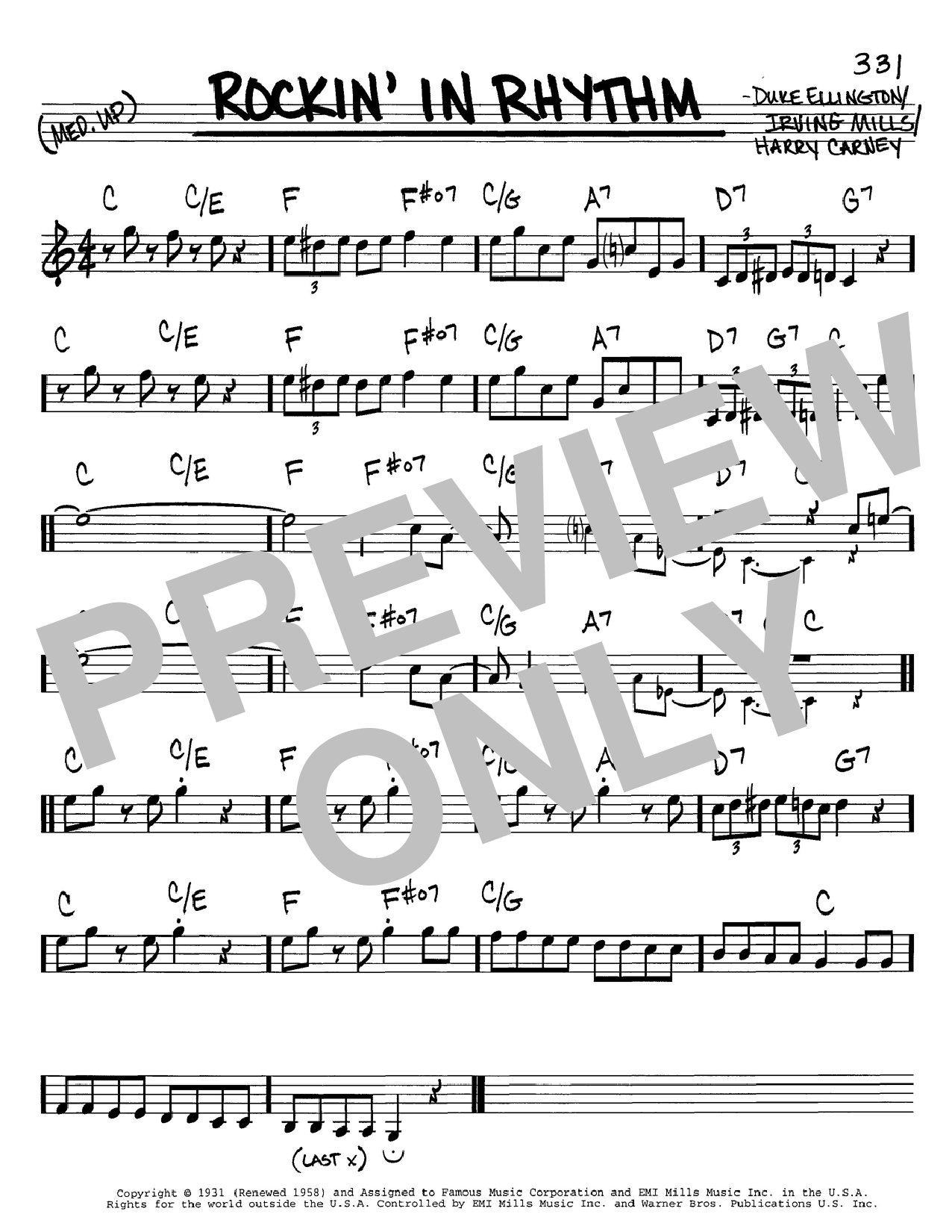Preview Duke Ellington Rockin' In Rhythm Jazz sheet music, notes and chords for Piano, SKU: 46910 Download Duke Ellington Rockin' In Rhythm sheet music and printable PDF score & Jazz music notes