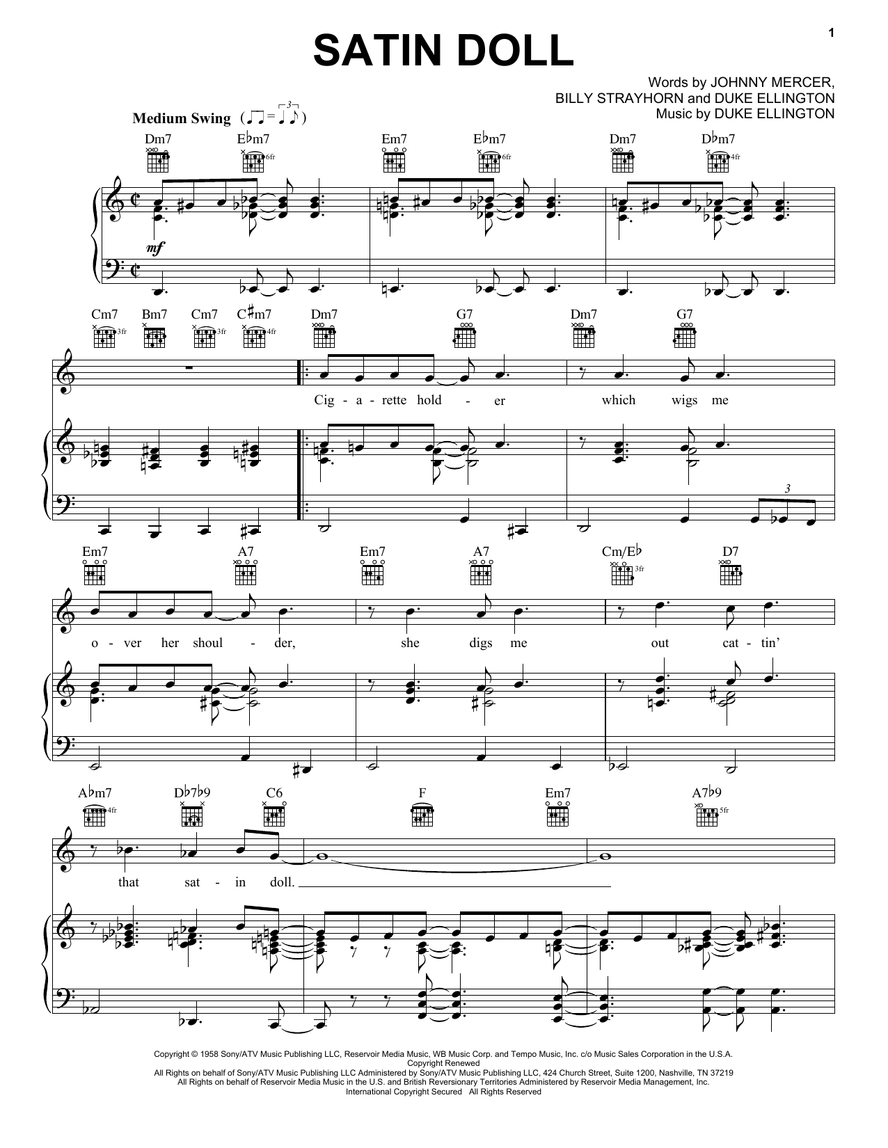 Download Duke Ellington Satin Doll sheet music and printable PDF score & Jazz music notes