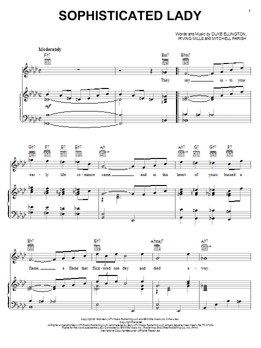 Preview Duke Ellington Sophisticated Lady Jazz sheet music, notes and chords for Piano, SKU: 22041 Download Duke Ellington Sophisticated Lady sheet music and printable PDF score & Jazz music notes