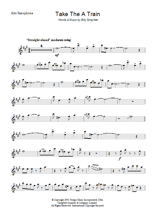 Download Duke Ellington Take The 'A' Train sheet music and printable PDF score & Jazz music notes