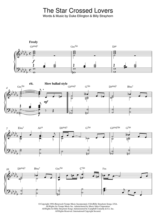 Preview Duke Ellington The Star Crossed Lovers (from 'Such Sweet Thunder') Jazz sheet music, notes and chords for Piano, SKU: 121464 sheet music, piano notes, chords, guitar tabs, score, transpose, transcribe, how to play, guide, download, learn, tutorial, progression, song, artist, awards, billboard, mtv, vh1, tour, single, album, release