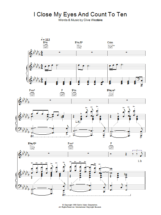 Preview Dusty Springfield I Close My Eyes And Count To Ten Pop sheet music, notes and chords for Piano, Vocal & Guitar, SKU: 31955 Download Dusty Springfield I Close My Eyes And Count To Ten sheet music and printable PDF score & Pop music notes