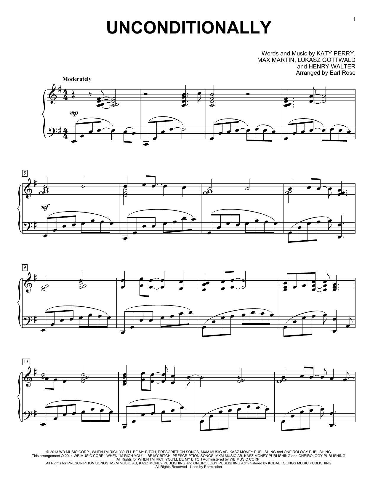 Preview Earl Rose Unconditionally Pop sheet music, notes and chords for Piano, SKU: 156793 sheet music, piano notes, chords, guitar tabs, score, transpose, transcribe, how to play, guide, download, learn, tutorial, progression, song, artist, awards, billboard, mtv, vh1, tour, single, album, release