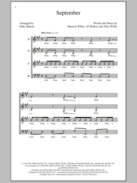 Earth Wind Fire September Arr Deke Sharon Sheet Music Download Printable A Cappella Pdf Satb Choir Score Sku 75305