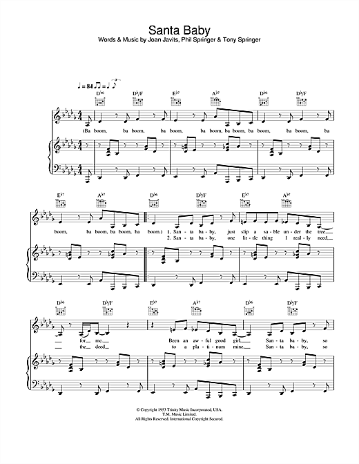 Preview Eartha Kitt Santa Baby Christmas sheet music, notes and chords for Lyrics Only, SKU: 24702 sheet music, piano notes, chords, guitar tabs, score, transpose, transcribe, how to play, guide, download, learn, tutorial, progression, song, artist, awards, billboard, mtv, vh1, tour, single, album, release