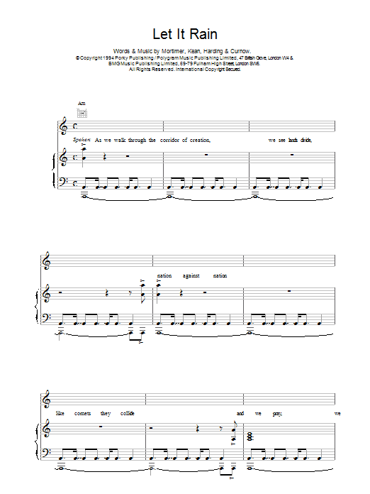 Download East 17 Let It Rain sheet music and printable PDF score & Pop music notes