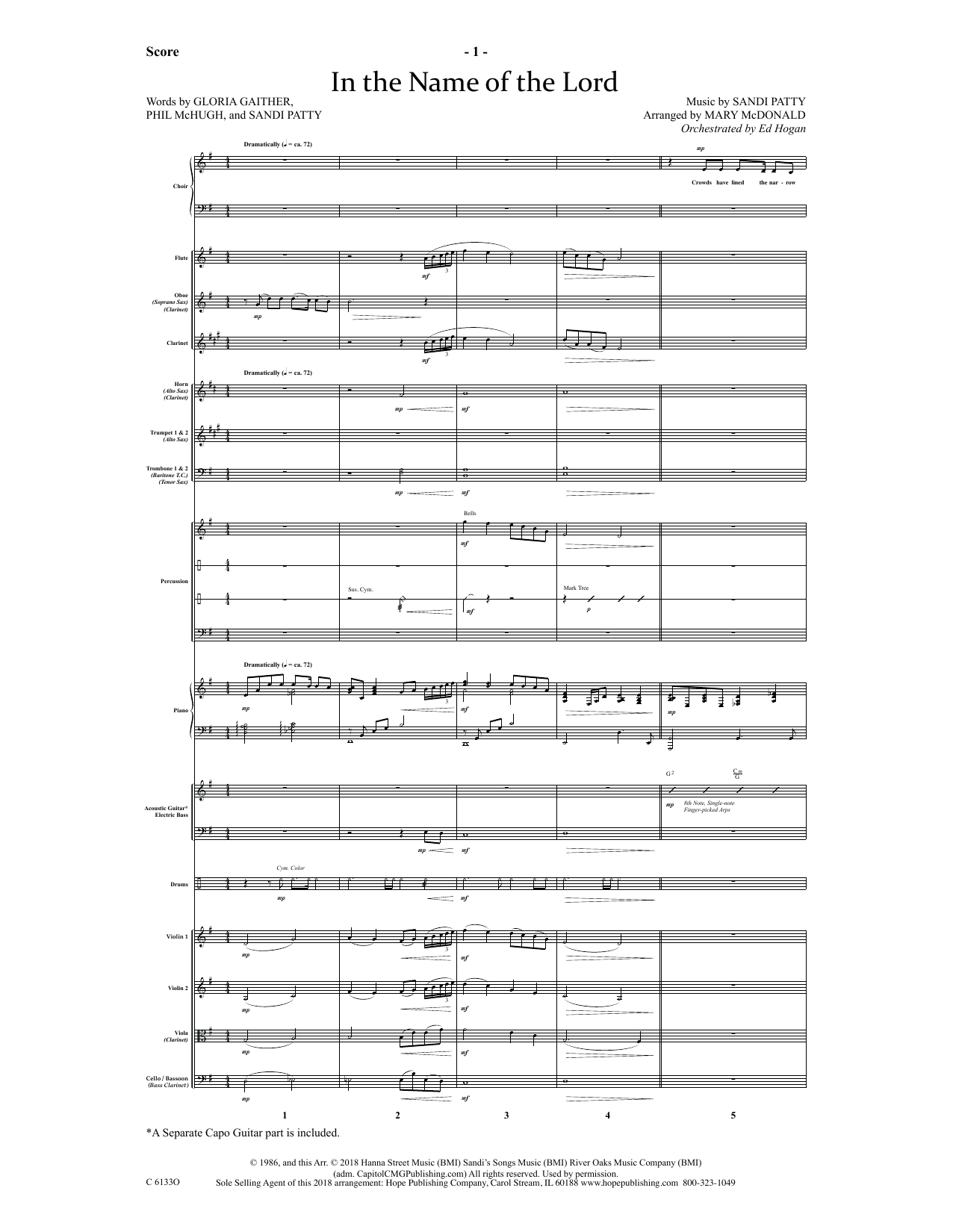 Download Ed Hogan In The Name Of The Lord - Full Score sheet music and printable PDF score & Christian music notes