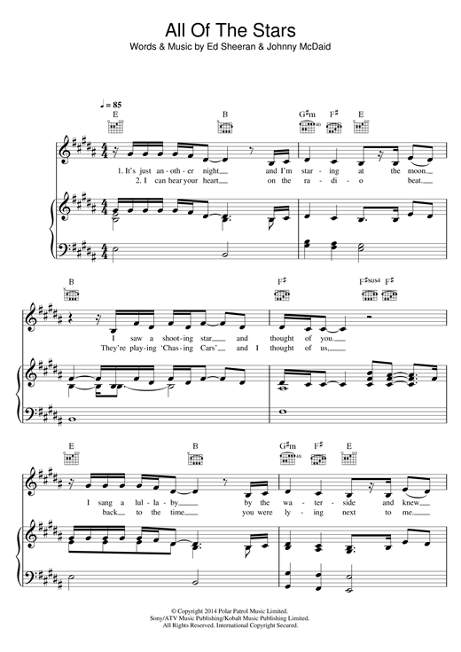 Preview Ed Sheeran All Of The Stars Pop sheet music, notes and chords for Easy Piano, SKU: 156963 sheet music, piano notes, chords, guitar tabs, score, transpose, transcribe, how to play, guide, download, learn, tutorial, progression, song, artist, awards, billboard, mtv, vh1, tour, single, album, release
