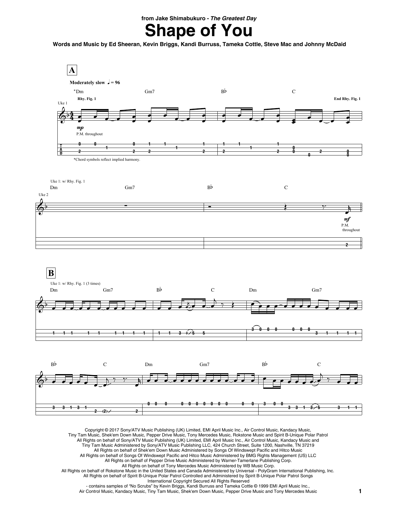 Ed Sheeran Shape Of You Arr Jake Shimabukuro Sheet Music Download Printable Folk Pdf Ukulele Tab Score Sku 403581 Download and print in pdf or midi free sheet music for shape of you by ed sheeran arranged by nohpets for piano (solo). ed sheeran shape of you arr jake shimabukuro sheet music notes chords download printable uketab sku 403581