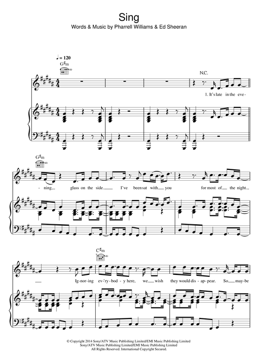 Preview Ed Sheeran Sing Pop sheet music, notes and chords for Lyrics & Chords, SKU: 121031 sheet music, piano notes, chords, guitar tabs, score, transpose, transcribe, how to play, guide, download, learn, tutorial, progression, song, artist, awards, billboard, mtv, vh1, tour, single, album, release