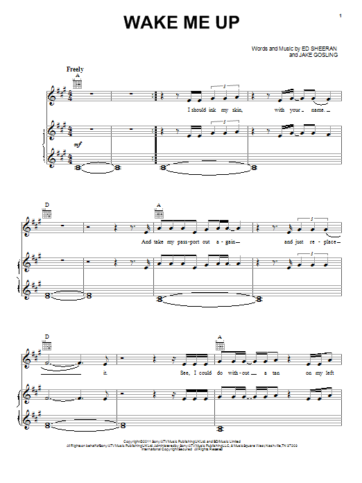 Preview Ed Sheeran Wake Me Up Pop sheet music, notes and chords for Lyrics & Chords, SKU: 121011 sheet music, piano notes, chords, guitar tabs, score, transpose, transcribe, how to play, guide, download, learn, tutorial, progression, song, artist, awards, billboard, mtv, vh1, tour, single, album, release