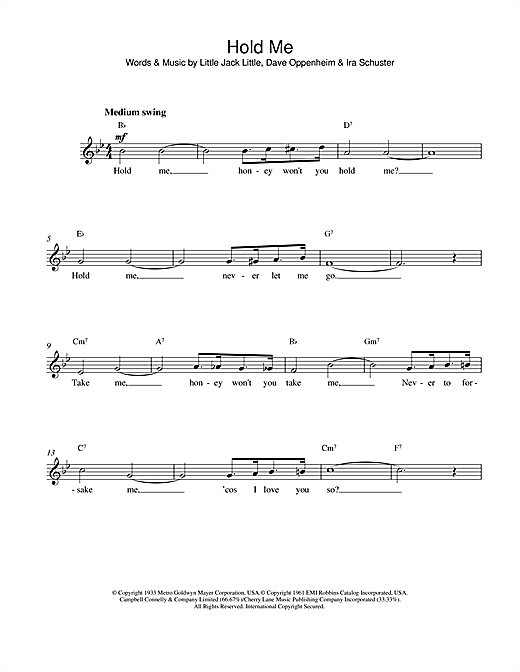 Download Eddy Arnold Hold Me sheet music and printable PDF score & Easy Listening music notes