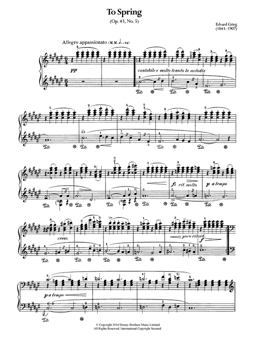 Preview Edvard Grieg To Spring, Op.43 No.5 Classical sheet music, notes and chords for Cello, SKU: 120726 sheet music, piano notes, chords, guitar tabs, score, transpose, transcribe, how to play, guide, download, learn, tutorial, progression, song, artist, awards, billboard, mtv, vh1, tour, single, album, release